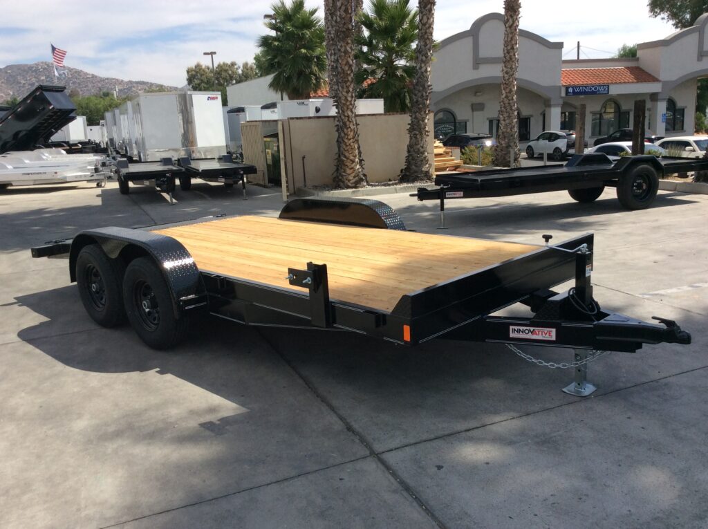 Innovative Trailer Mfg. open equipment trailer with 10K weight rating, one of the previous trailers purchased to meet this landscape company's equipment hauling needs. 
